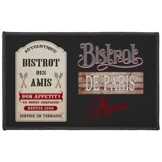 Tapis Rectangle "bistrot Des Amis" 50x80cm Noir