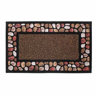 Tapis D'entrée Imprimé "cailloux" 45x75cm Naturel