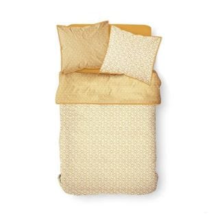 Parure De Lit 2 Personnes 240 X 260 Cm Coton Imprime Jaune Ethnique Desert Chik Kalahari