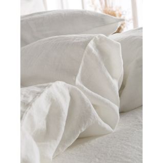 Housse De Couette Unie 2 Personnes Naghada En Lin - Blanc - 220x240 Cm