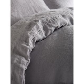 Housse De Couette Unie 2 Personnes Naghada En Lin - Gris Clair - 240x260 Cm