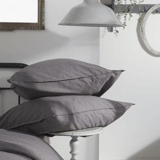 Parure De Lit Uni Charme Capucine En Polyester - Gris Anthracite - 260x240 Cm