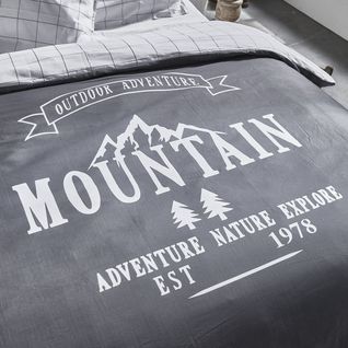 Parure De Lit Imprimé Mountain En Coton - Gris - 240x220 Cm