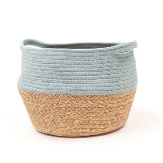 Panier Rond Tressé La Factory En Coton - Bleu Céladon - 27x23 Cm