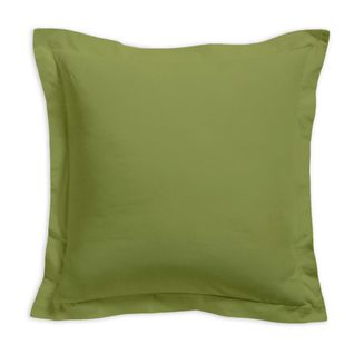 Taie D'oreiller Unie, Vert Bambou, 75x75cm, 100% Coton à Volant Plat