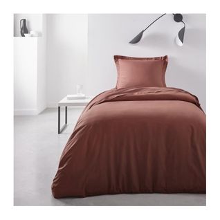 Housse De Couette  Essential  140 X 200 Cm  1 Personne  100% Coton Uni  Terracotta