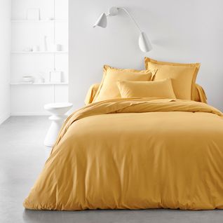 Drap Plat Pour Lit 2 Personnes Uni Essential En Coton - Jaune - 240 X 300 Cm