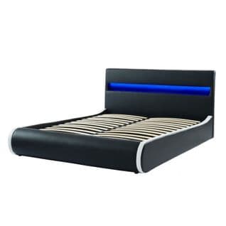 Lit Coffre Lumina Simili Noir Matelas 160x200