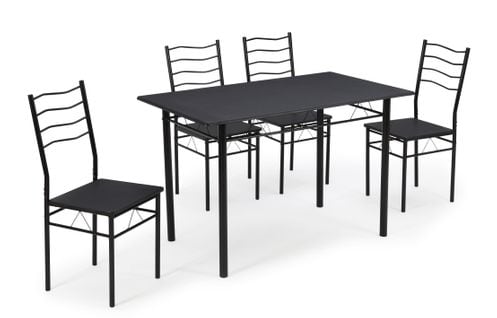 Ensemble Repas Nina Noir 4 Personnes 120cm