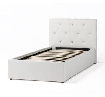 Lit Coffre Enfant Bahia Simili Blanc 90x190 Sommier Inclus