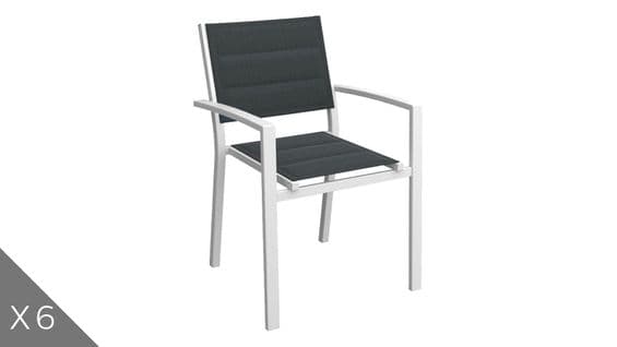 Lot De 6 Fauteuils De Jardin En Aluminium Blanc - Tony