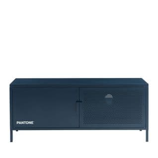 Nino - Meuble TV 2 Portes En Métal Pantone L120cm - Couleur - Bleu Nuit