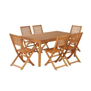 Ensemble Repas De Jardin Sarno En Bois D'eucalyptus 6 Places 160 Cm