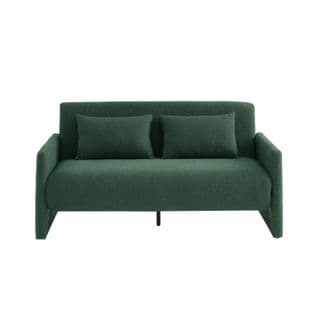 Canapé Droit Jade En Tissu Bouclette Vert Convertible 3 Places