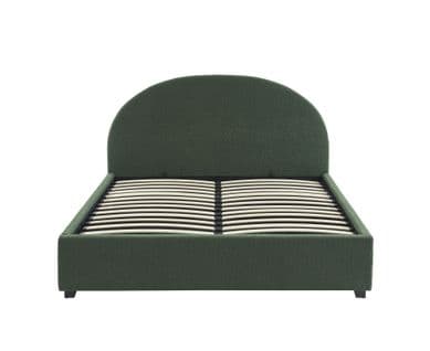 Lit Coffre Olaf Tissu Bouclette Vert Forêt 160x200 Sommier Inclus