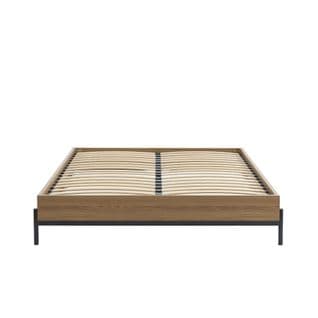 Cadre De Lit Geoma Effet Chêne Foncé 140x190 Sommier Inclus