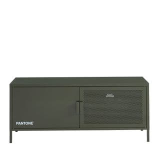 Nino - Meuble TV 2 Portes En Métal Pantone L120cm - Couleur - Vert Kaki