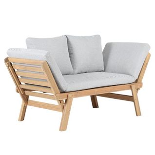 Banquette Modulable Mola En Bois D'acacia Coussins Gris Clair Chiné