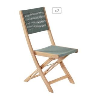 Lot De 2 Chaises Amila En Bois D'acacia Blanchi Fsc Et Corde Verte