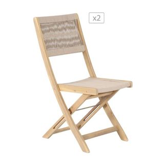 Lot De 2 Chaises Amila En Bois D'acacia Blanchi Fsc Et Corde Beige