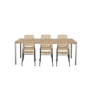 Ensemble Table Asti En Bois D'acacia Fsc 200 Cm Et 6 Chaises