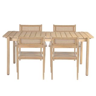 Ensemble Table Samoa En Bois D'acacia Fsc 180 Cm Et 4 Fauteuils De Jardin