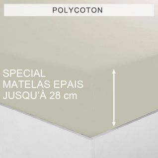 Drap-housse Uni Spécial Matelas Épais Polycoton Tertio® -90 X 190