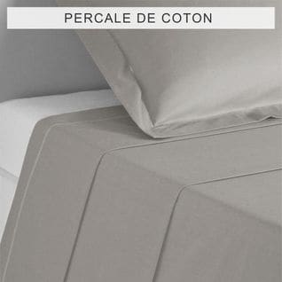 Drap Plat Percale Coton Tertio®  Gris -270 X 300