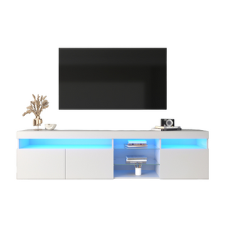 Meuble TV moderne blanc, panneau lumineux, éclairage LED variable, salon et salle à manger 180cm