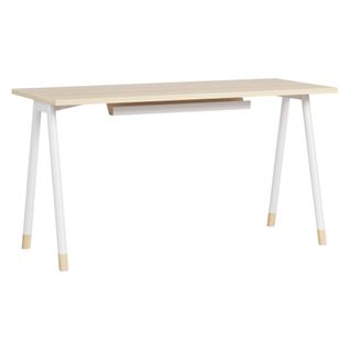 Bureau droit L.140 - P.60 cm K2 imitation chêne/ blanc