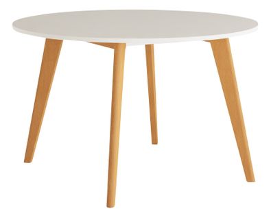 Table de réunion ronde FOLD Ø.100cm blanc/ piètement hêtre