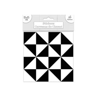 6 Stickers Carreaux De Ciment - 15 X 15 Cm - Triangles Noirs Et Blancs