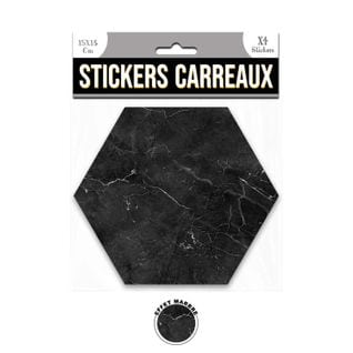 4 Stickers Effet Marbre - 15 X 13 Cm - Noir