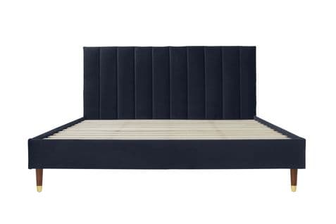 Thelma Lit Double Velours Bleu Nuit 160x200