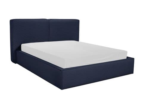 Leopold Lit Double Velours Côtelé Bleu Marine 160x200