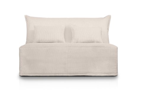 Luna Banquette BZ Velours Côtelé Beige Matelas Dunlopillo 140 Cm