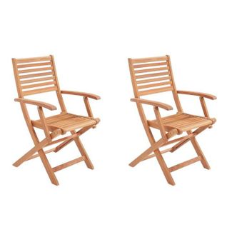 Lot De 2 Fauteuils De Jardin Pliants En Eucalyptus Fsc 57 X 52 X 90 Cm