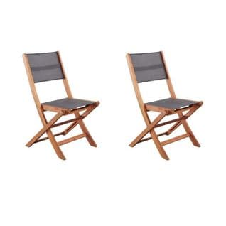 Lot De 2 Chaises De Jardin En Bois D'acacia Fsc Et Assise Textilène 50 X 57 X 90 Cm Gris