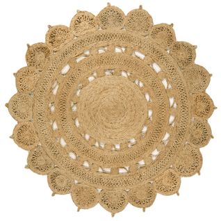 Tapis Rond Style Berbère Jade En Jute - Beige Clair - 150 Cm