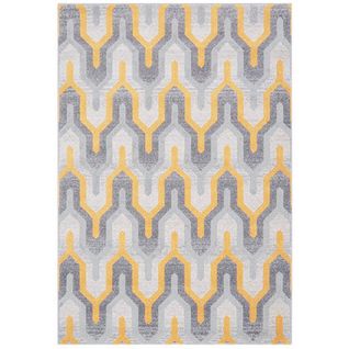 Tapis Moderne Tissé Plat à Motifs Avon En Polypropylène - Jaune Citron - 120x170 Cm