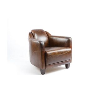 Fauteuil Confort En Cuir Véritable - Marron