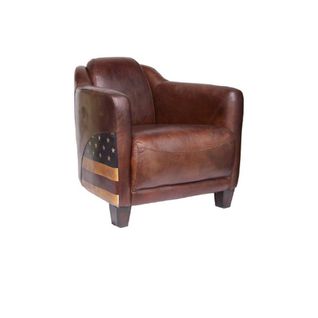 Fauteuil Vintage En Cuir Véritable - Marron