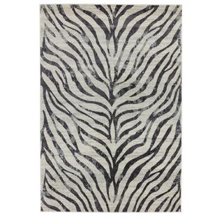 Tapis De Salon Moderne Avon Zebra En Polypropylène - Noir - 200x290 Cm