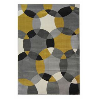 Tapis De Salon Astre En Polypropylène - Jaune - 120x170 Cm