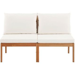 Banquette De Jardin Alma En Bois D'acacia Fsc Avec Coussins - 2 Personnes - Blanc