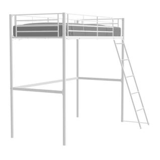 Lit Mezzanine Eliot 90  X 190   Métal Sommier Inclus Blanc