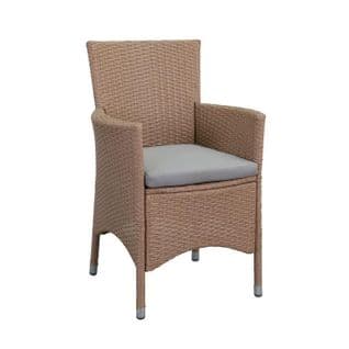 Fauteuil De Jardin En Rotin Avec Coussin - Couleur Naturelle