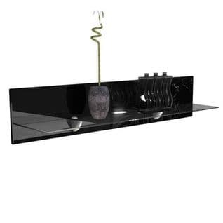 Etagère Laquée Noir  En Bois Et Verre + LED Blanc  (hxlxp): 20 X 98 X 19