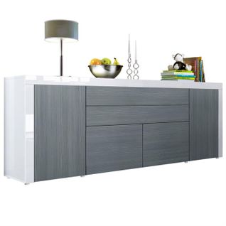 Buffet Avola-anthracite Et Blanc Haute Brillance 200 x 72 x 35 cm