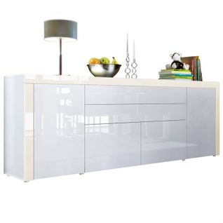 Buffet  Blanc Et Crème Haute Brillance  (lxhxp): 200 X 72 X 35